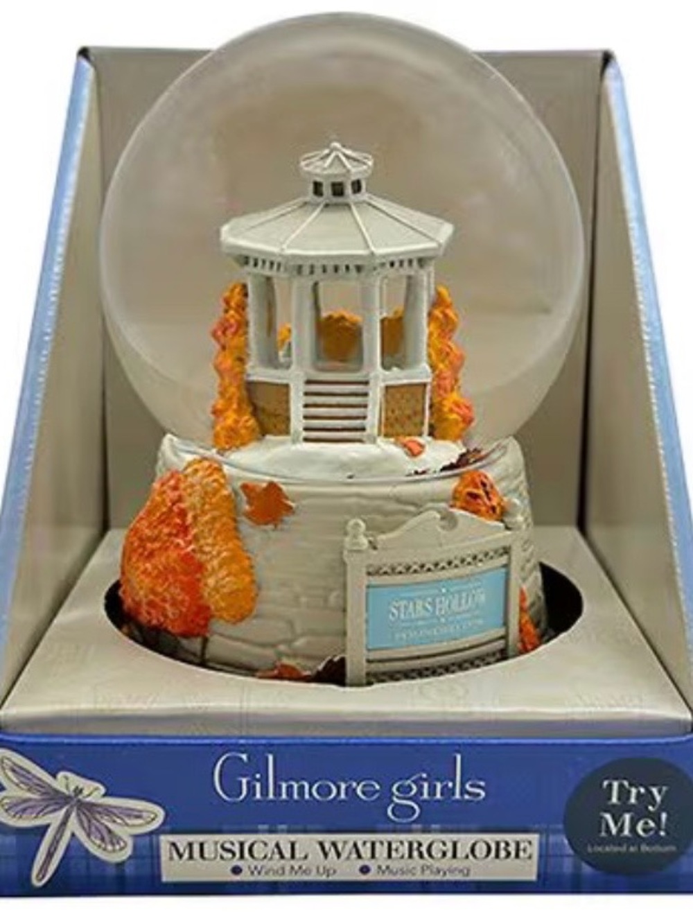Musical Water Globe in White and Orange